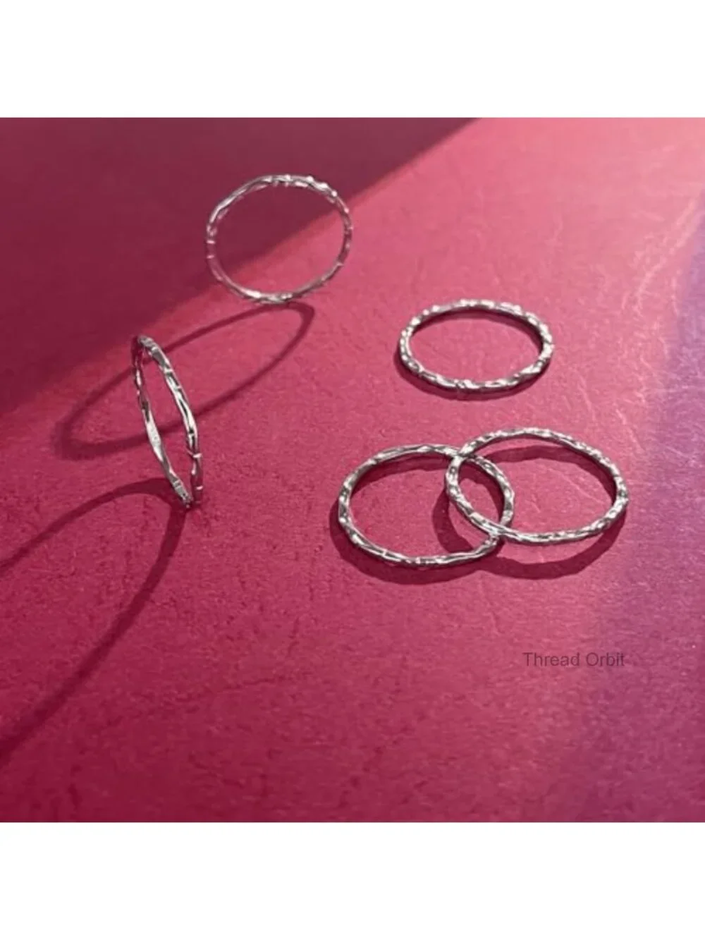925 Sterling Silver Hammered Thin Knuckle Midi Stacking Ring Set Minimalist